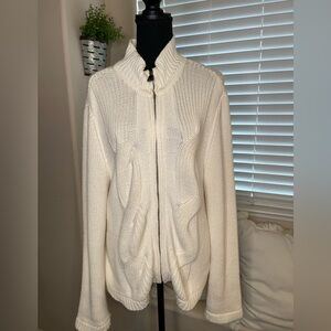 Tommy Hilfiger Full Zip White Knit y2k Cardigan Sweater